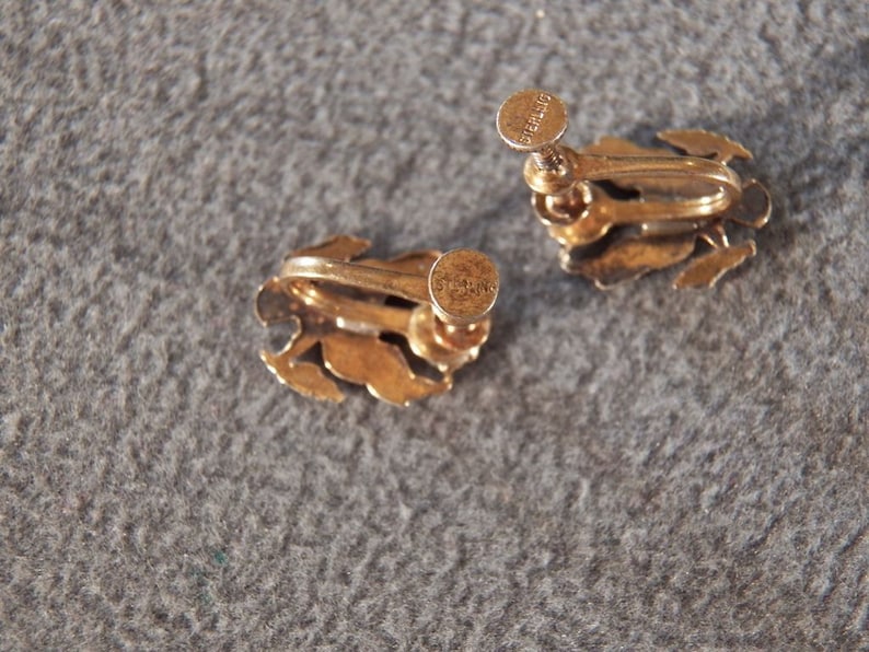 Vintage Sterling Silver Gold Overlay Heraldic Theme Screw On Style Earrings A Truly Distinctive Design!~~ **RL
