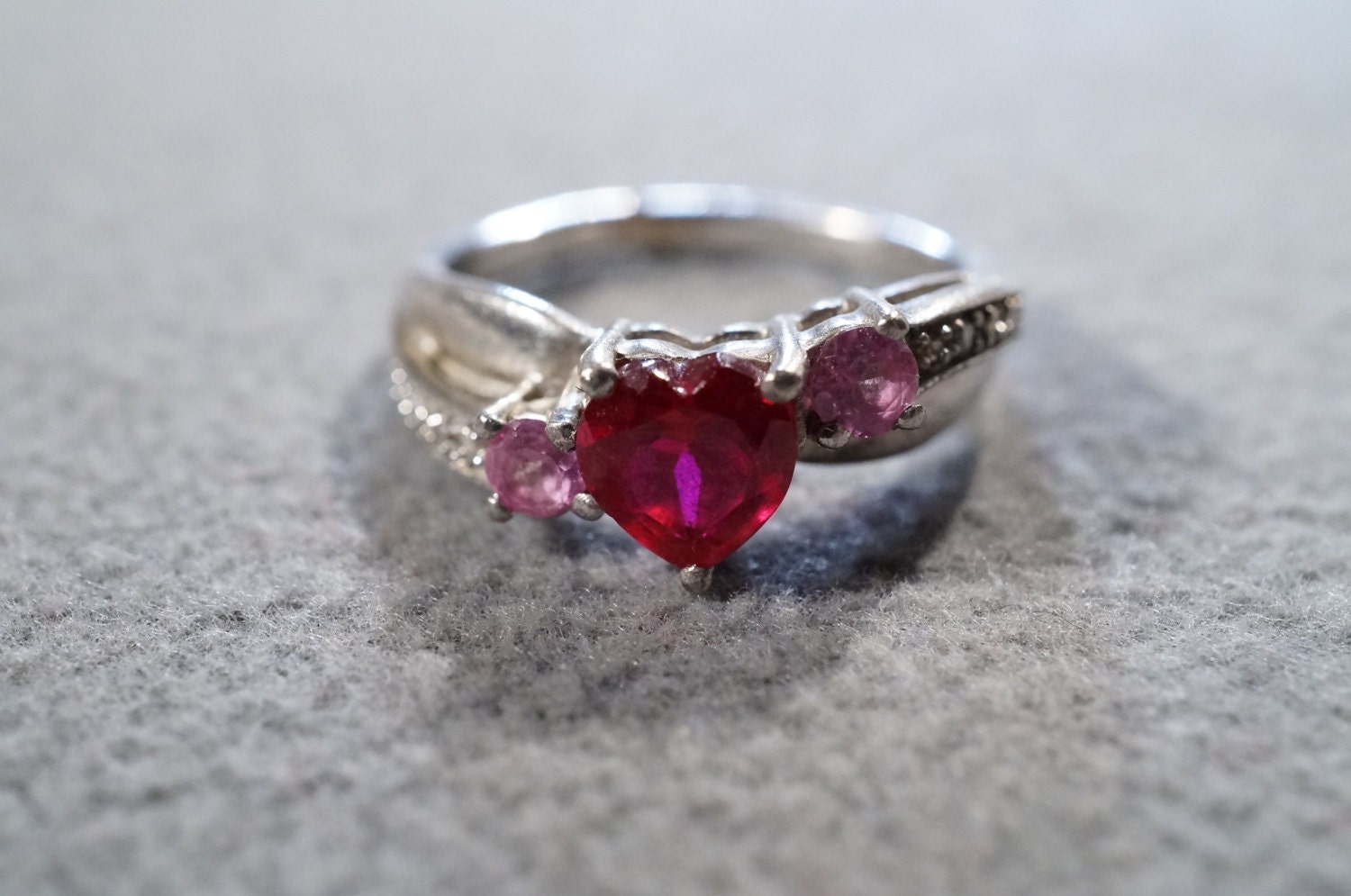 Vintage Sterling Silver Fashion Ring With Large Heart Shaped