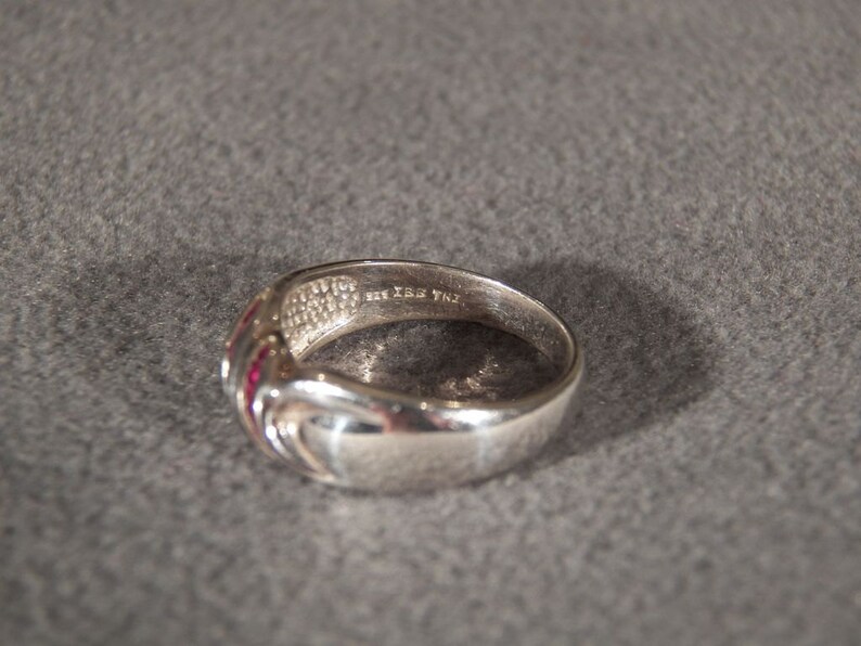 Size 9 **RL Vintage Sterling Silver 10 Round Cut Ruby Fancy Bold Wedding Band Ring