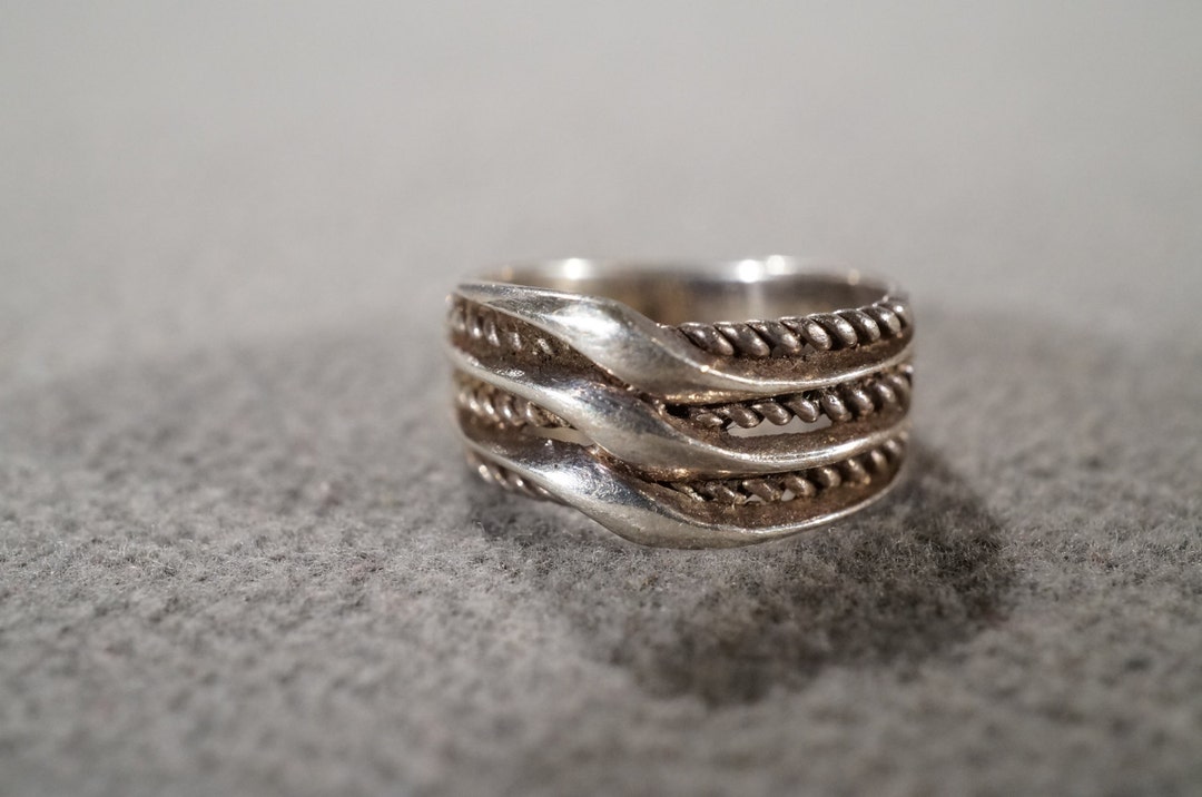 Vintage Sterling Silver Fashion Band Ring With Three Bands