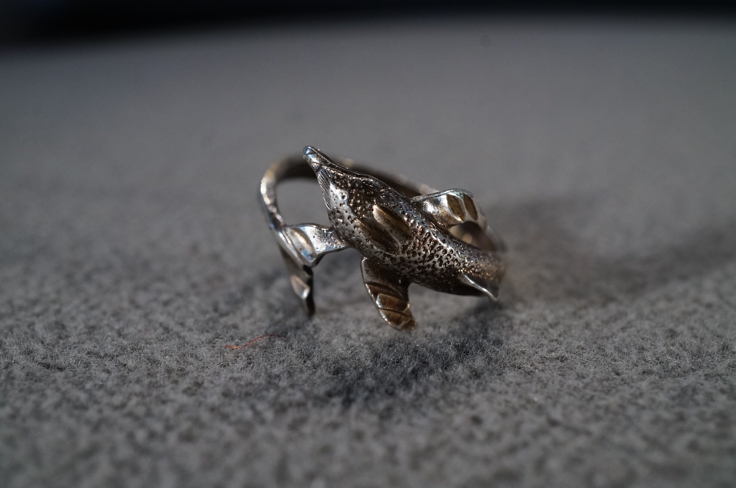 Vintage Art Deco Style Sterling Silver Dolphin Design Band