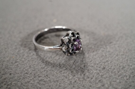 Vintage Sterling Silver Ring with Oval Amethyst S… - image 2