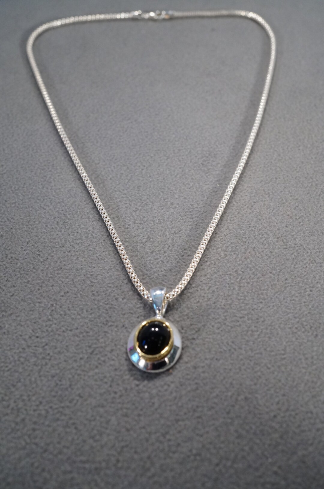 Vintage Sterling Silver Tight Link Chain and Pendant With