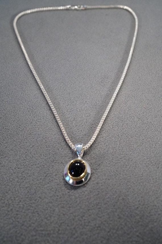 Vintage Sterling Silver Tight Link Chain and Pendant With Large Oval Black Onyx M1 - Etsy Vintage Sterling Silver Tight Link Chain and Pendant With Large Oval Black Onyx M1 - Etsy