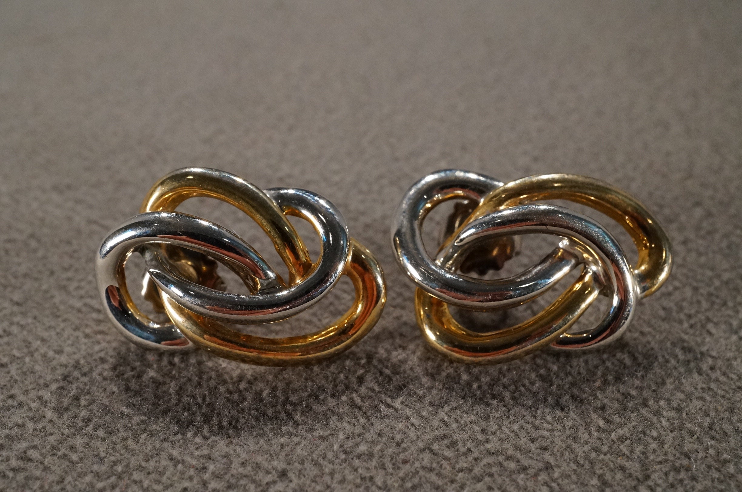 Vintage Art Deco Style Silver Tone Yellow Gold Tone Oval