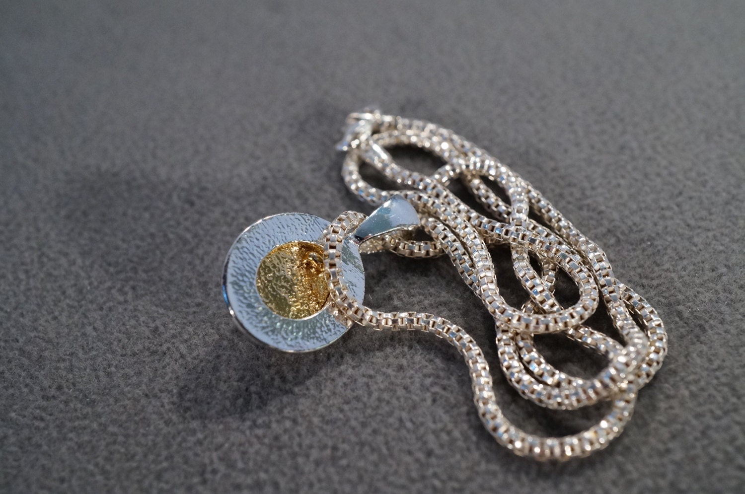 Vintage Sterling Silver Tight Link Chain and Pendant With
