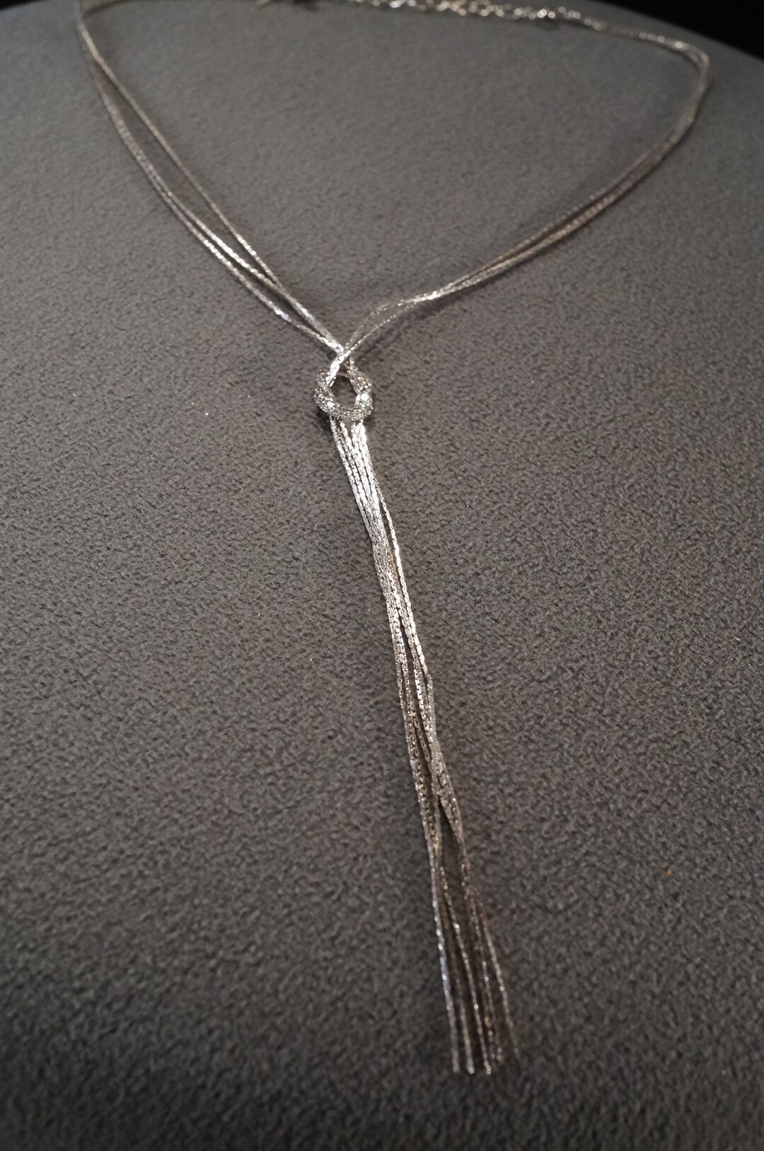 Vintage Art Deco Style Silver Tone Tassel Dangle Knotted