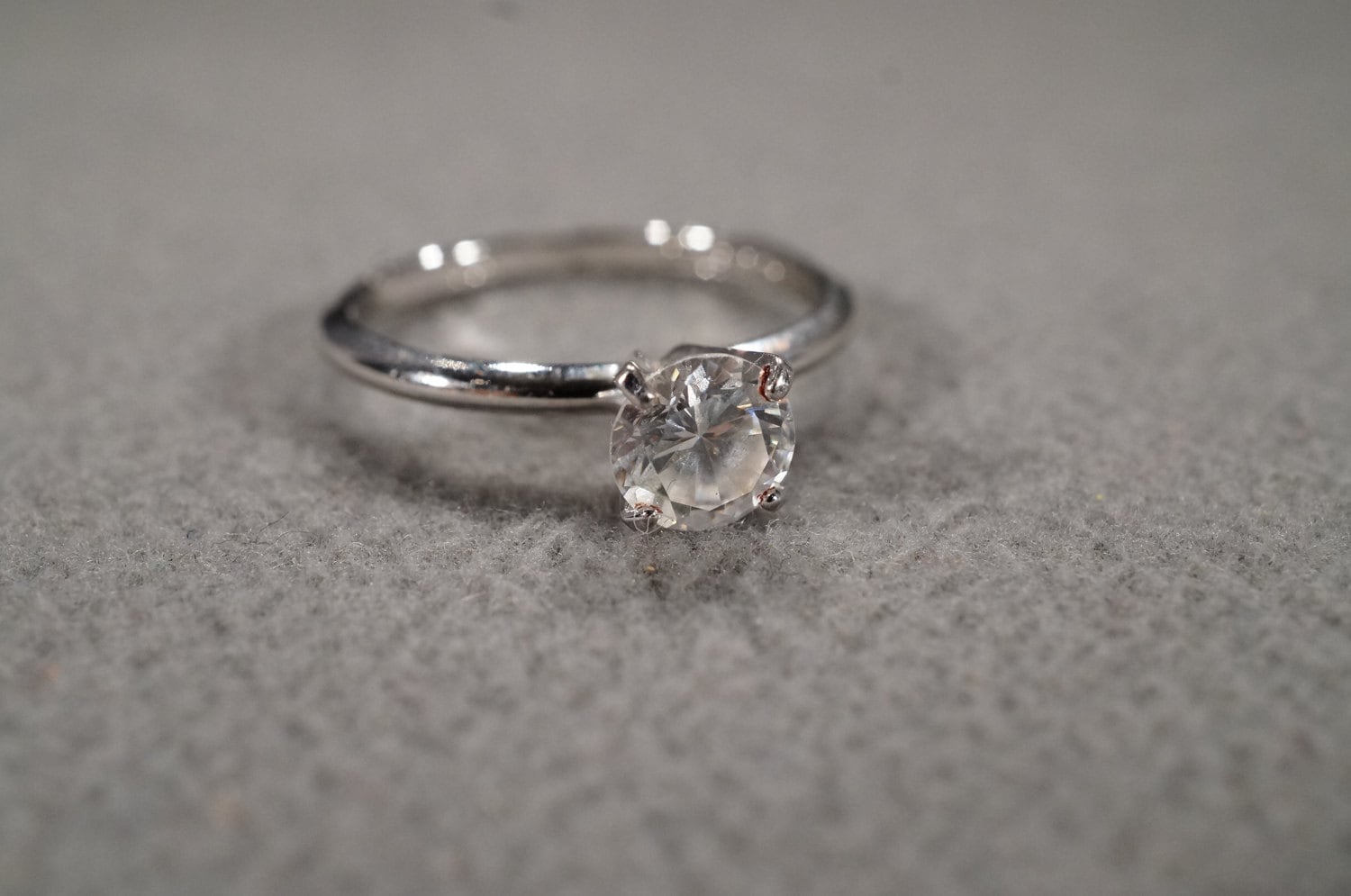 Vintage Sterling Silver Solitaire Ring With Large Prong Set