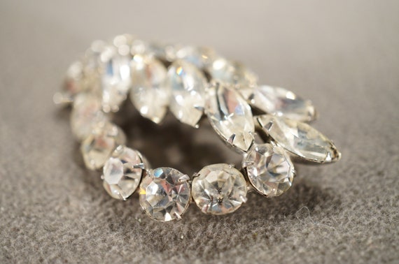 Antique Vintage Silver Tone Round Marquise Clear … - image 3