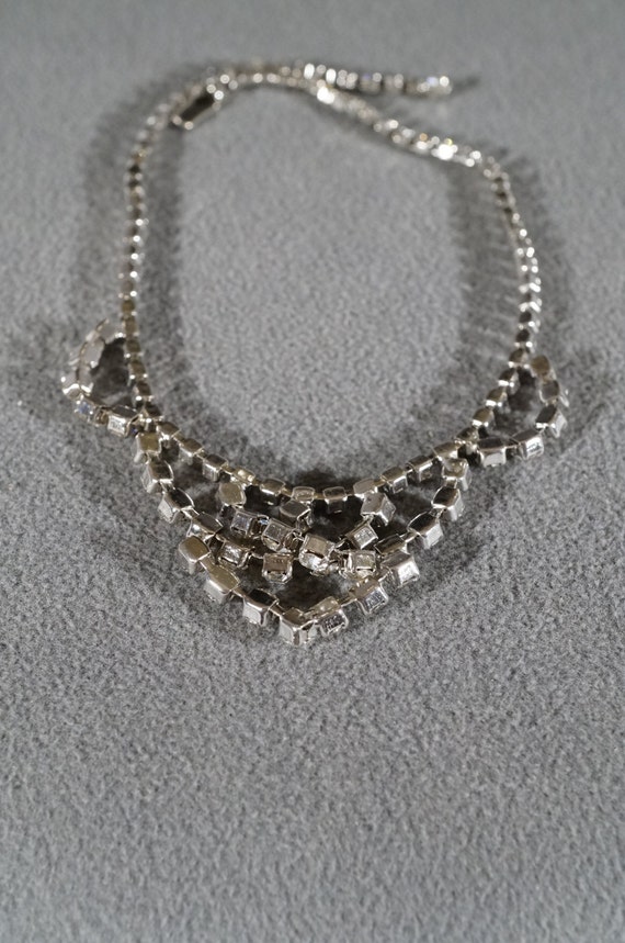 Vintage Traditional Style Silver Tone Rhinestone B