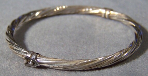 Vintage sterling silver bold twisted bangle brace… - image 2