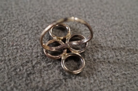 vintage silver statement ring with four large ope… - image 4