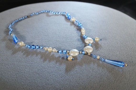 Vintage Multi Round oblong Royal Blue Glass Bead … - image 2