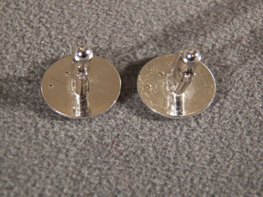 Vintage Sterling Silver 6 Round Diamond Fancy Etched Bold Round