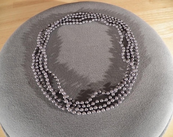 Vintage 95" long Multi Round Uniform Size Faux Grey Pearl knot Necklace Jewelry   **RL
