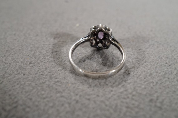 Vintage Sterling Silver Ring with Oval Amethyst S… - image 3