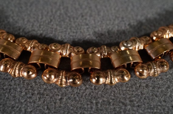 Vintage Rose Gold Tone Link Necklace, Intricate S… - image 2