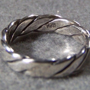 Vintage Sterling Silver Braid Design Eternity Wedding Band Ring, Size 7 Jewelry **RL image 3