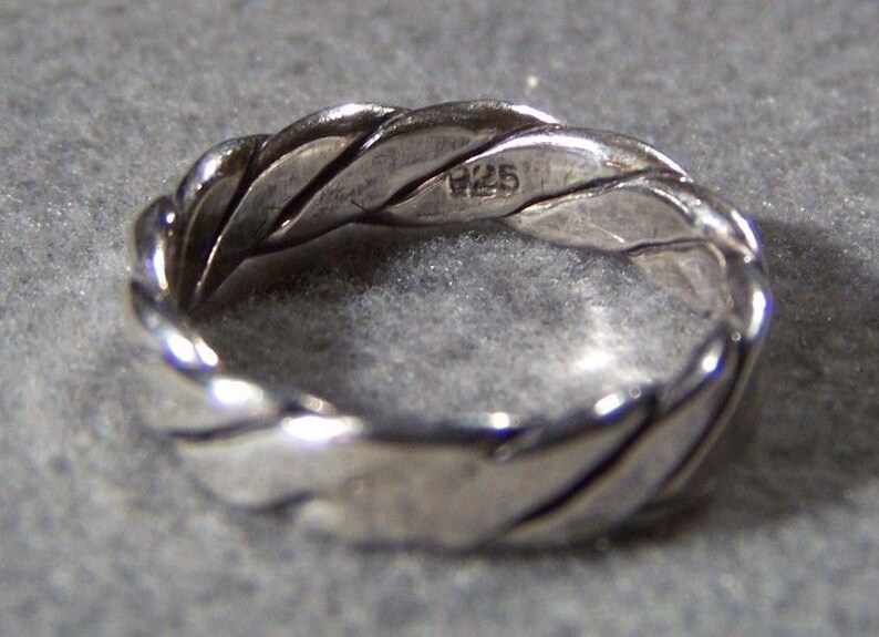 Vintage Sterling Silver Braid Design Eternity Wedding Band Ring, Size 7 Jewelry **RL image 3