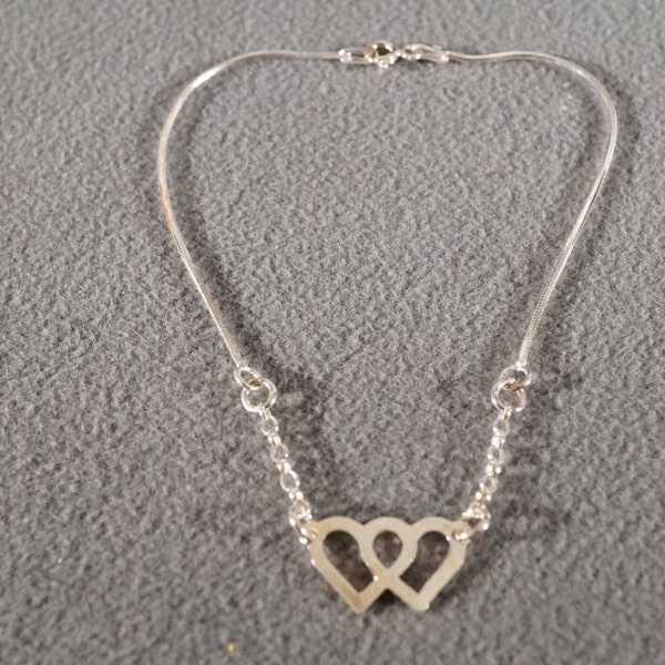 Vintage Double Heart Ankle Bracelet Etsy