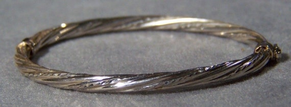 Vintage sterling silver bold twisted bangle brace… - image 1