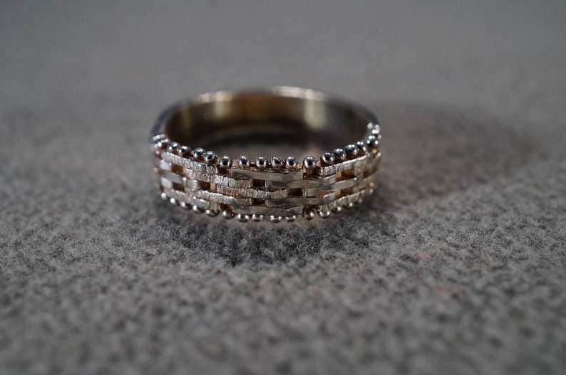 Vintage Art Deco Style Sterling Silver Bib Style Scrolled Band Stackable Ring Size 7 Jewelry