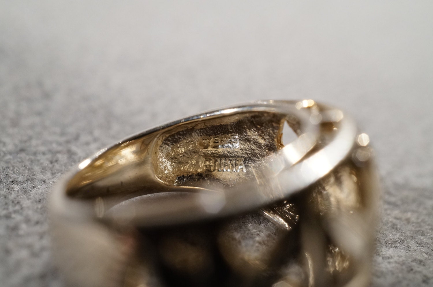 Vintage Sterling Silver Fashion Wide Band Style Ring With