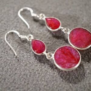 Vintage Art Deco Style Sterling Silver Opaque Ruby Round Pear Tear Drop Euro Wire Pierced Earrings Jewelry   K