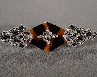 Vintage Art Deco Style Silver Tone Rhinestone Faux Tigers