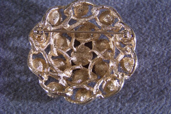 Vintage Sarah Coventry Gold tone w/ multi-colored rhinestones Sarah Coventry Brooch Vintage Gold Tone With Colored  main image 3