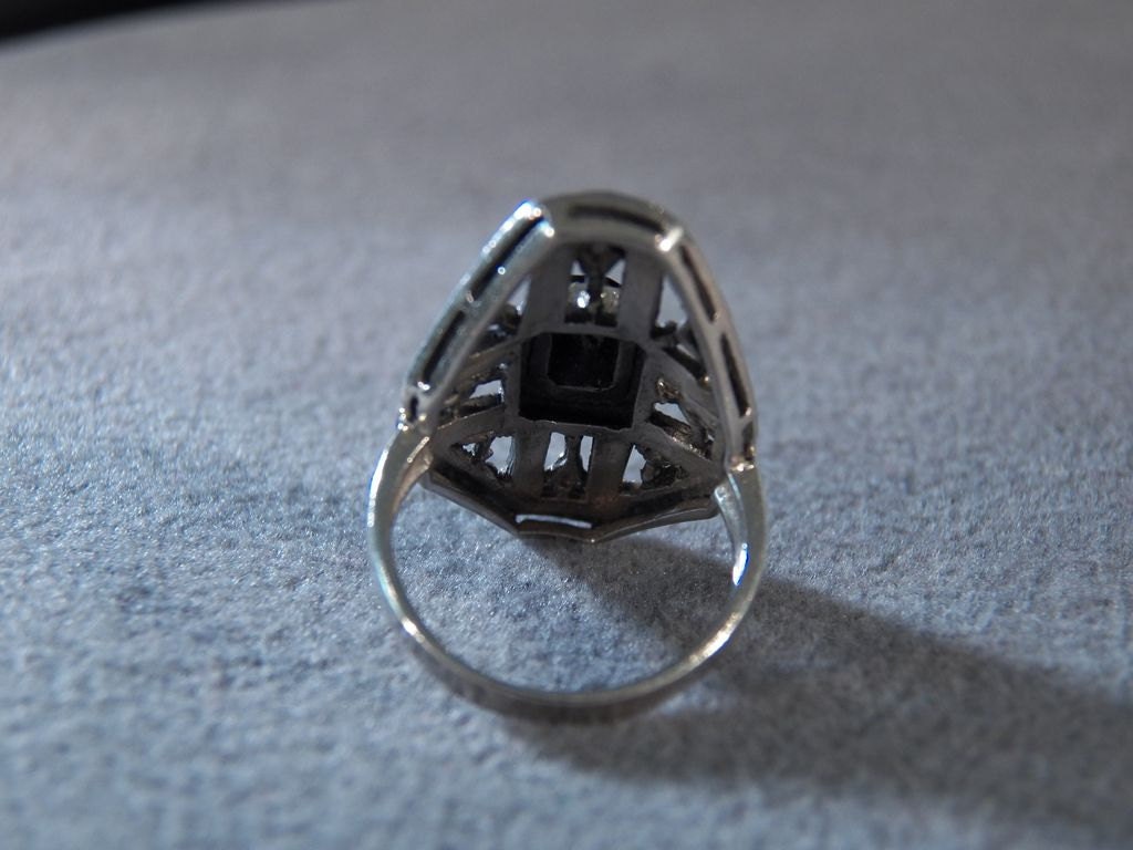 Vintage Sterling Silver Rectangle Black Onyx Multi Round Vintage Sterling Silver Rectangle Black Onyx Multi Round