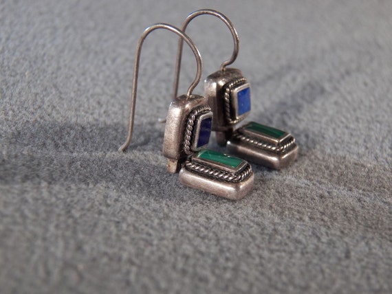 Vintage Sterling Silver Genuine Lapis & Malachite… - image 3