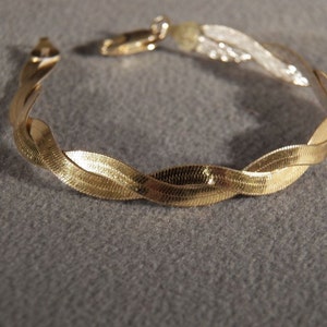 Vintage Sterling Silver Yellow gold Overlay Italian Fancy Etched Wide Woven Braided Link Bracelet  **RL