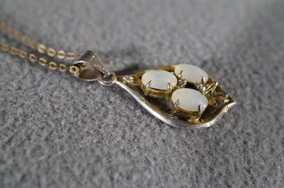 Vintage 12 K Yellow Gold Filled 3 Oval Moonstone … - image 3