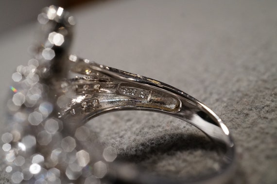 Vintage Sterling Silver Band Ring Multi Round Oval Prong Set Cubic