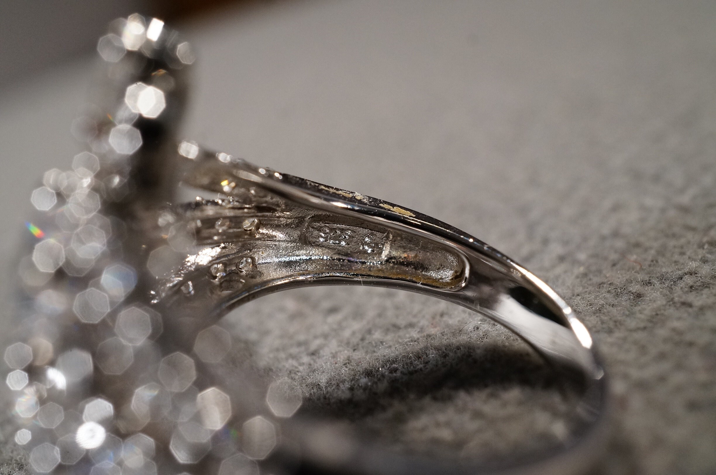 Vintage Sterling Silver Band Ring Multi Round Oval Prong Set Cubic