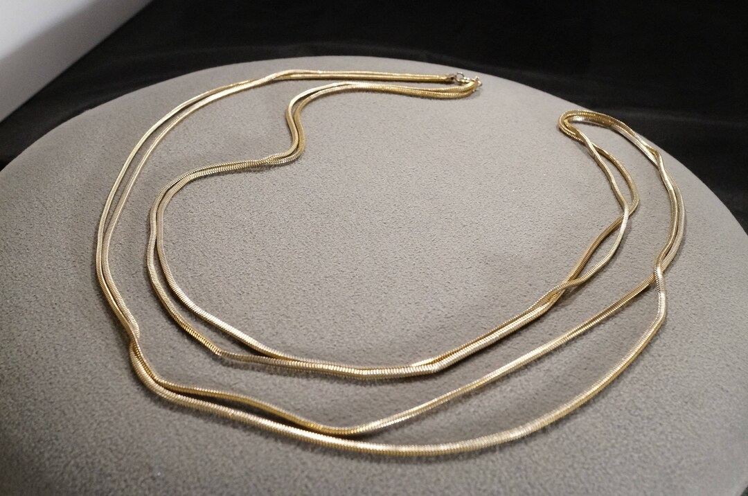 Vintage Traditional Style Yellow Gold Tone Rope Design Double Stranded ...