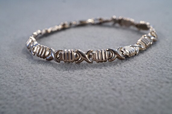 vintage sterling silver tennis bracelet with link… - image 3