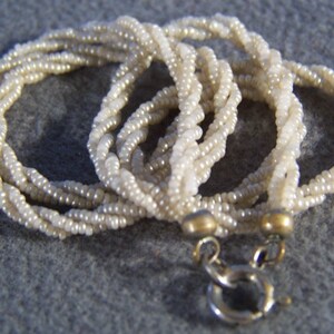 Vintage Multi Micro Round Pearlized luster braid glass bead 16&quot; necklace W   **RL