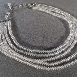 Vintage Designer Signed Laguna Uniform Sized Sphere Shaped Glass Bead 5 Stand Rhinestone Necklace    **RL