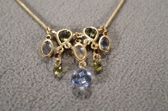 Vintage Art Deco Style Yellow Gold Tone Bib Dangle Lavalier