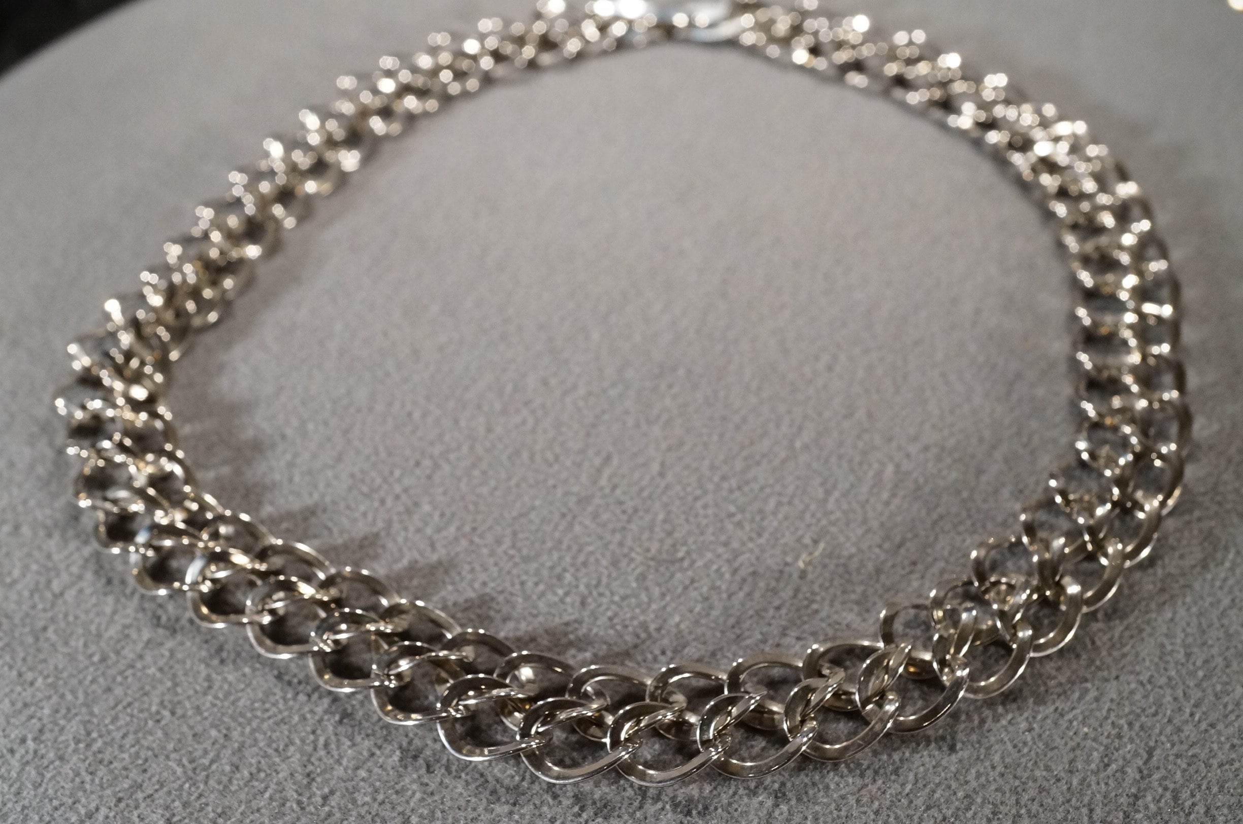 Vtg Ralph Lauren RL Silver-Tone Choker Chunky Curb Chain O