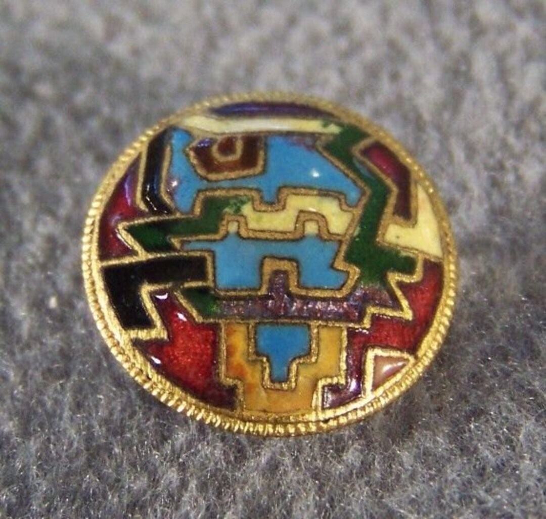 Vintage Champlevé Enamel Detailed Fancy French Button Jewelry **RL - Etsy