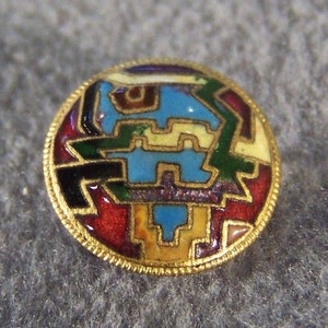 Vintage Champlevé Enamel Detailed Fancy French Button Jewelry RL image 1