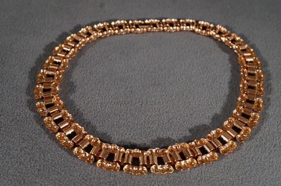 Vintage Rose Gold Tone Link Necklace, Intricate S… - image 4