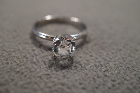 vintage silver tone statement solitaire ring with… - image 1