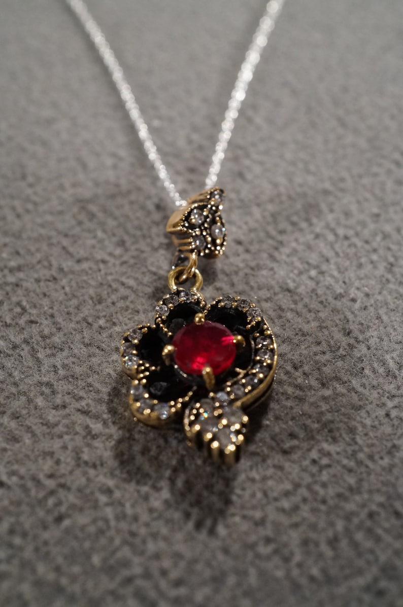 Vintage Pendant Charm Necklace Chain Sterling Silver Yellow Etsy