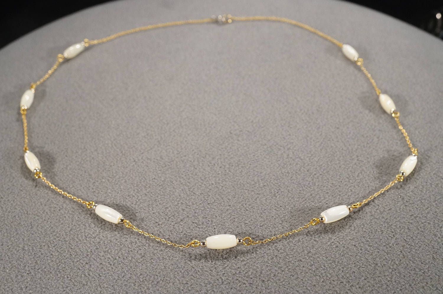 Vintage Art Deco Style Yellow Gold Tone Mother of Pearl