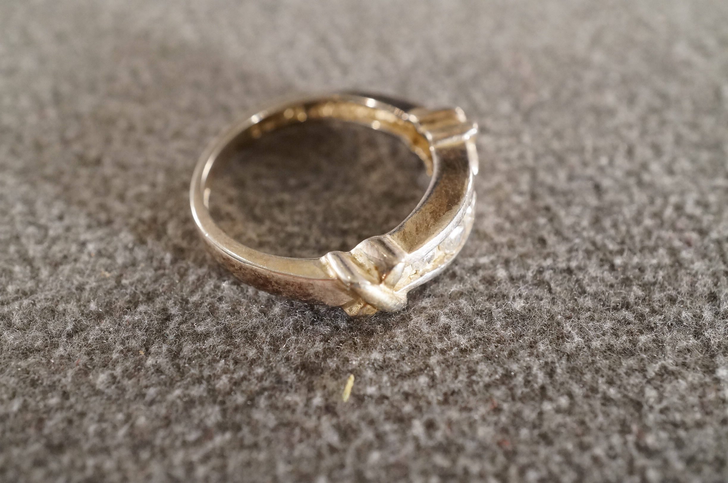 Vintage Sterling Silver Fashion Band Ring With Channel Set