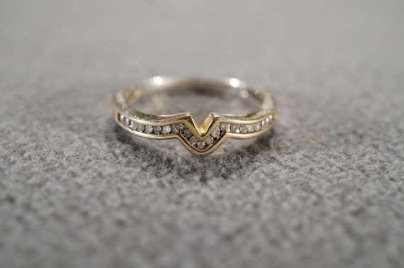 Vintage Sterling Silver With Gold Overlay Band Ring With
